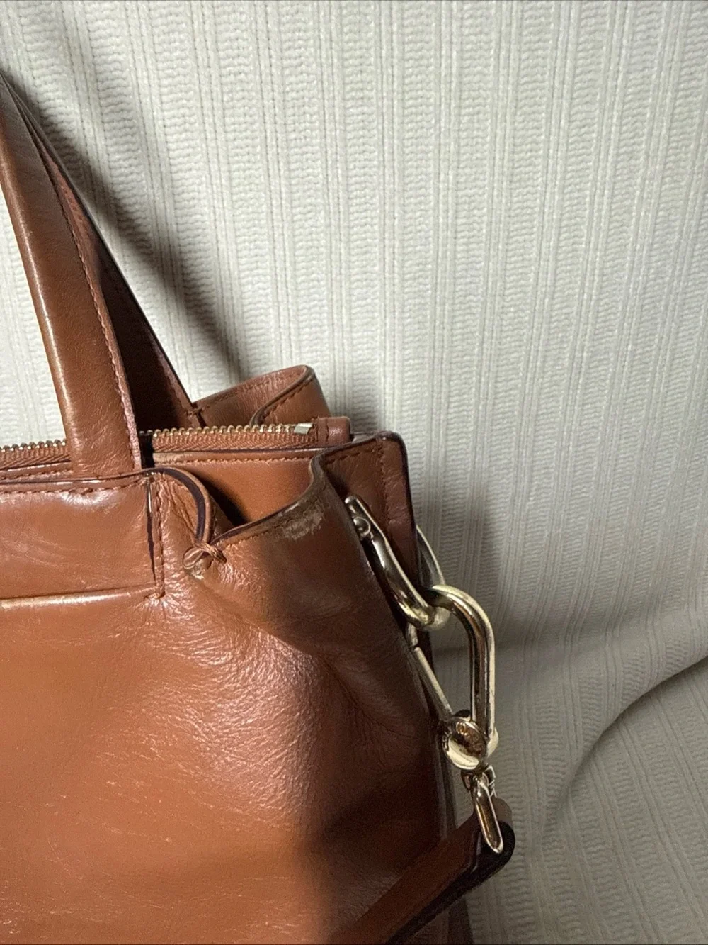 Cole Haan Leather Bucket Bag Grand Series (British Tan Color) Grand Series